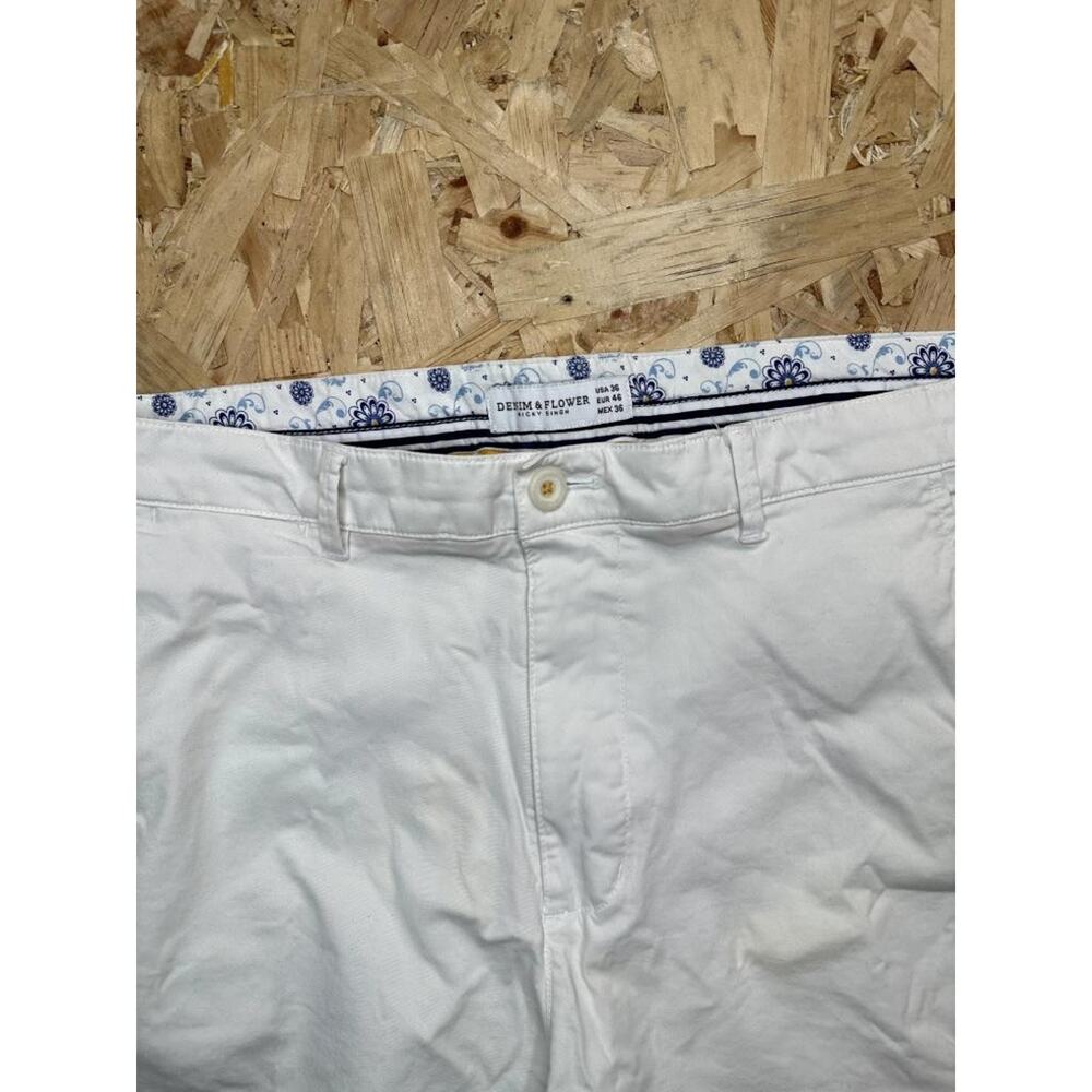 Denim & Flower Ricky Singh Mens Shorts Size 36 White Chino Flat Front Casual - Picture 6 of 14